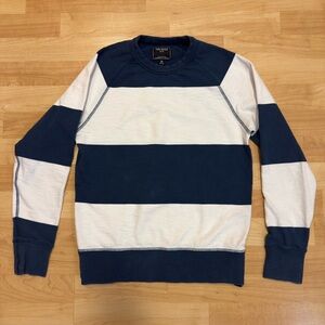 Todd Snyder Men's Bold Blue and White Stripe Crewneck Sweatshirt -  Size XS $168